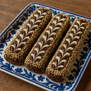 Sesame Date Rolls with Chocolate - Golden Delicates