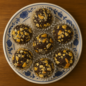 Pruim–cashew koekjes met sesam en druivensiroop – gezonde natuurlijke snack van Golden Delicates